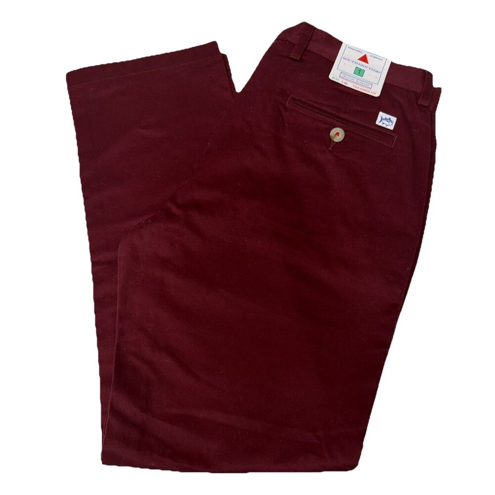 Southern Tide Channel Marker Pants Intercoastal Men's 34x30 Black Cherry New $99